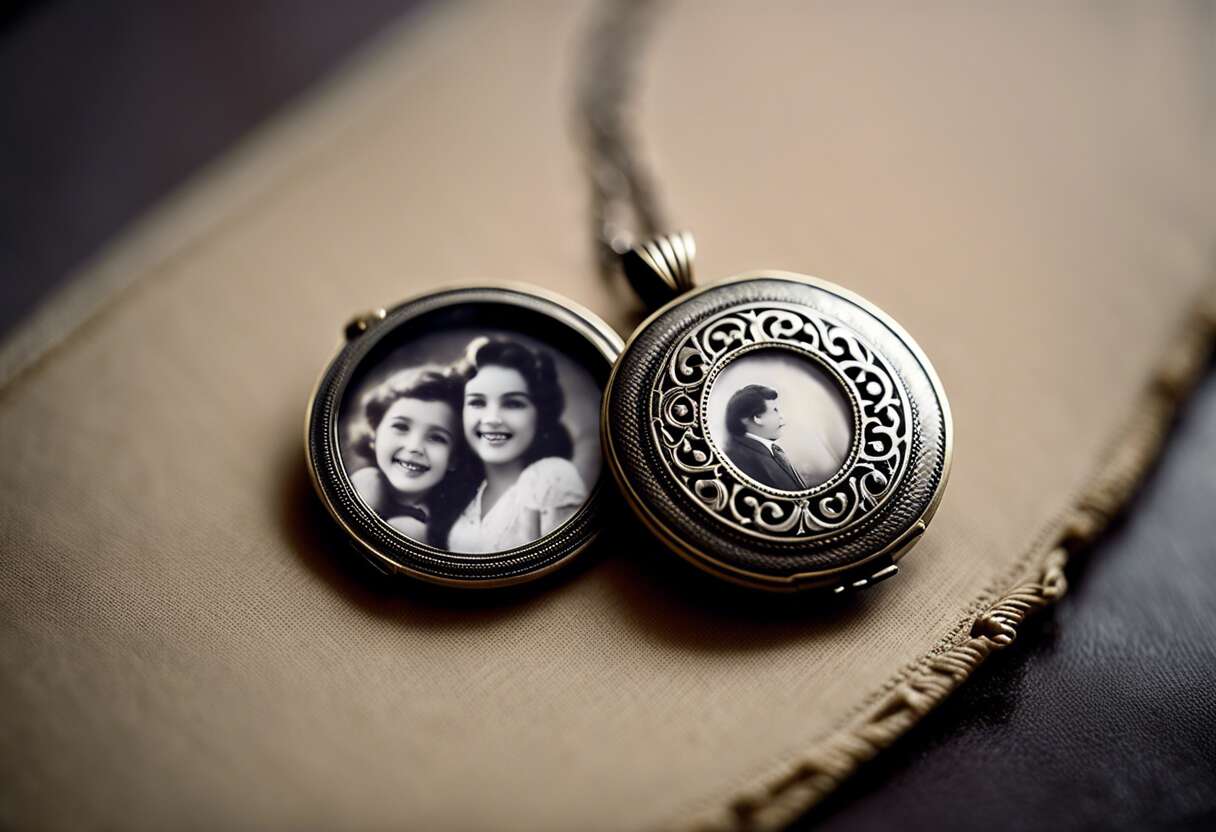Pendentif Médaillon Porte-photo Rond - Alliage Métal - Occasion Bon état - Bijou Sentimental