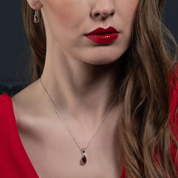 namana Collier Pendentif en Argent avec une Pierre Naturelle en forme de Goutte, Collier avec une Pierre Semi-Précieuse en Argent Massif 925 pour Femme et Jeune Fille