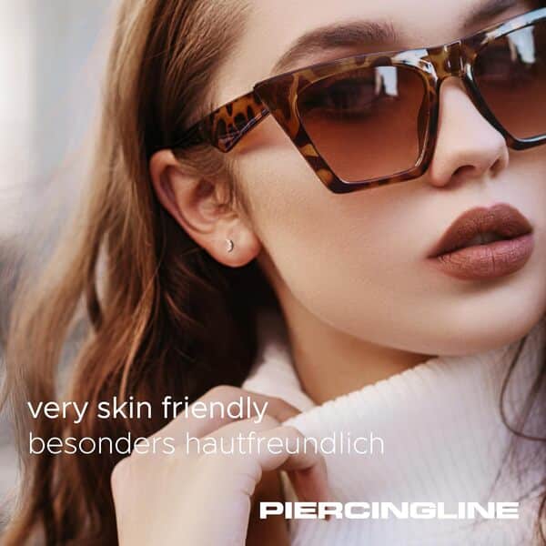 PIERCINGLINE Piercing d'oreille labret en or 14 carats avec lune