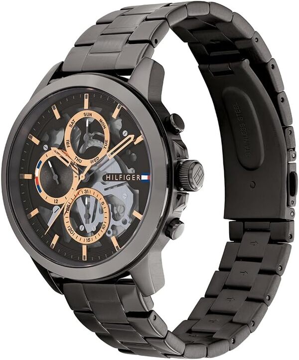 Tommy Hilfiger Montre Analogique Multifonction à Quartz pour Homme avec Bracelet en Acier Inoxydable ou Cuir