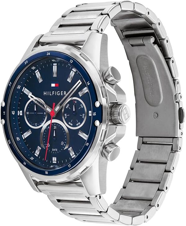 Tommy Hilfiger Montre Analogique Multifunction à Quartz pour Homme avec Bracelet en Acier Inoxydable ou en Silicone