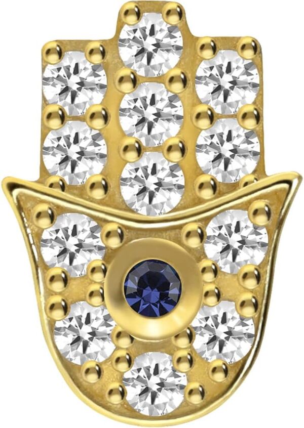 PIERCINGLINE Piercing d'oreille en or 750 | 18 carats | Main de Fatima + cristaux | Piercing Tragus Helix Conch | Couleur au choix