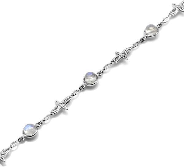 Naturel Pierre de Lune Argent sterling 925 entrelacés Croix 7–21,6 cm réglable Bracelet