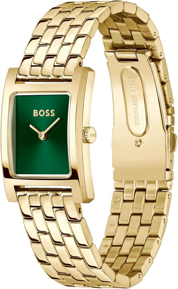 BOSS Montre À Mouvement Quartz Deux Aiguilles pour Femme Collection Lucy avec Bracelet en Acier Inoxydable ou Cuir, et Boîtier Rectangulaire