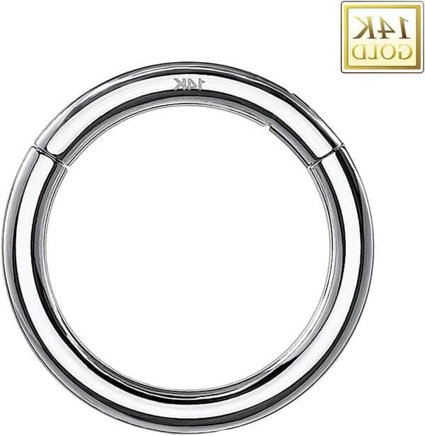 Taffstyle Piercing or 585 14 carats Clicker Charnière | pour lèvre, oreille, nez, parties intimes, sourcils, ventre