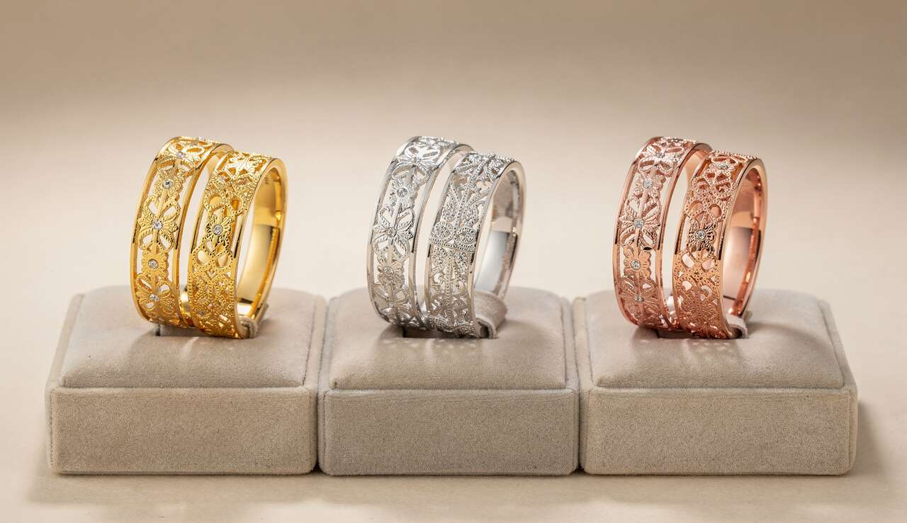 Les nuances de l'or : jaune, blanc et rose