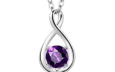 Avis : pendentif infini Fancime en or blanc 14 carats avec améthyste