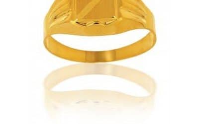 Revue chevalière or jaune 18 carats zircone rubis AvenueDuBijou