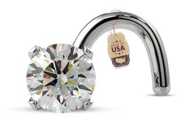 Avis : piercing de nez spirale or blanc 14 cts avec diamant 2 mm