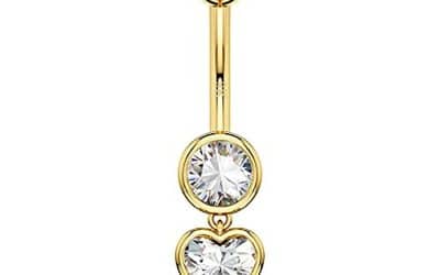 Avis sur le piercing nombril OUFER : cœur en or 9 carats avec zircon cubique