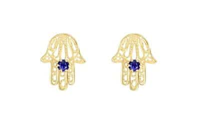 Avis sur les boucles d&rsquo;oreilles Lucchetta Hamsa en or et saphir