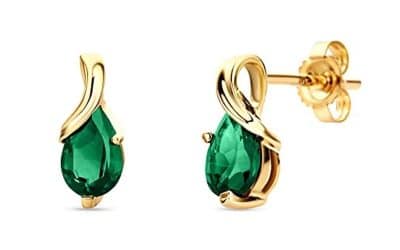 Avis sur les boucles d&rsquo;oreilles OROVI or jaune 9 carats émeraude