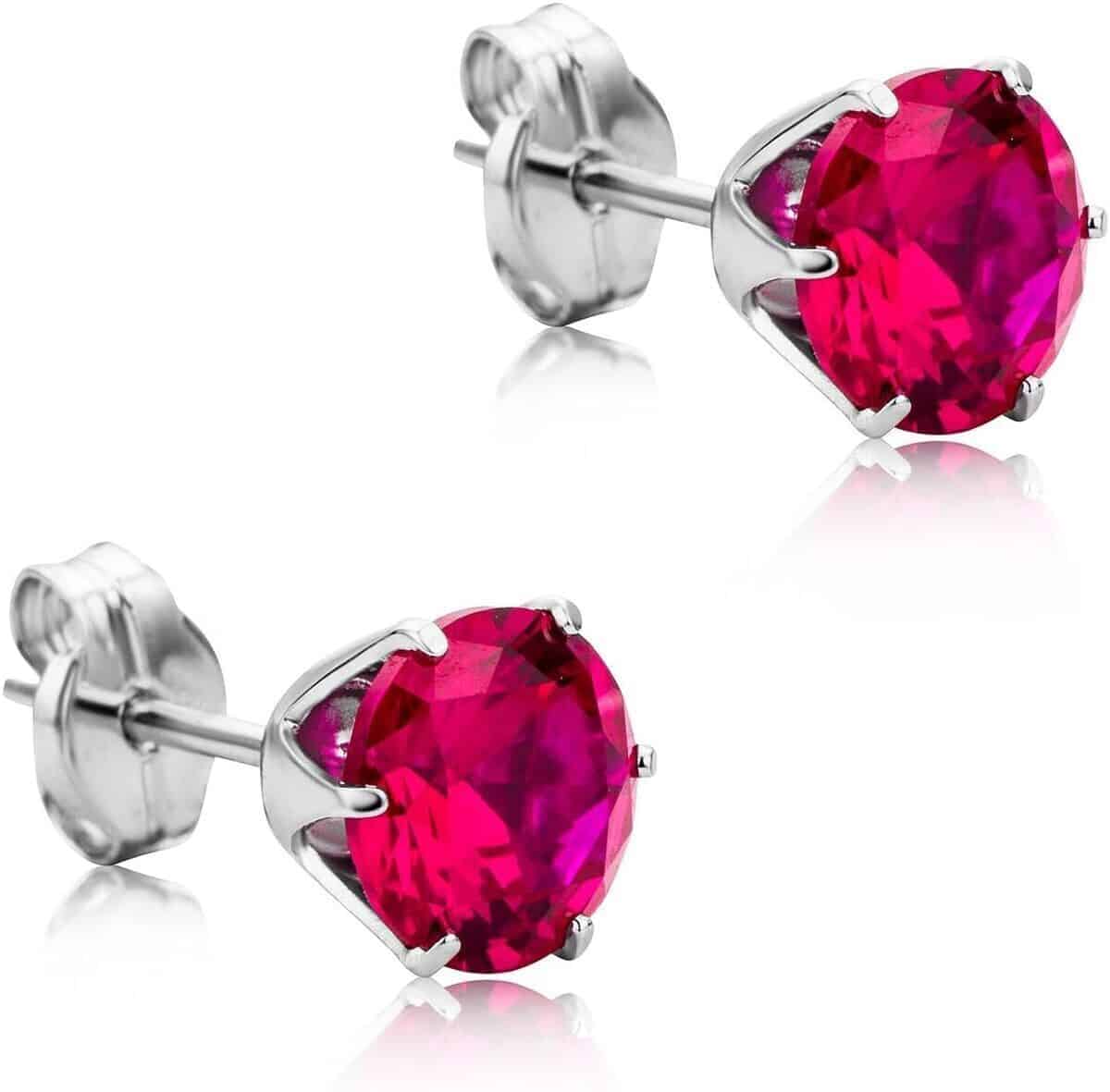 Avis : boucles d'oreilles femme Orovi or blanc et rubis