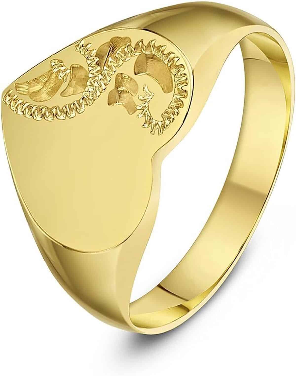 Avis sur la chevalière or jaune Theia avec motif en cœur