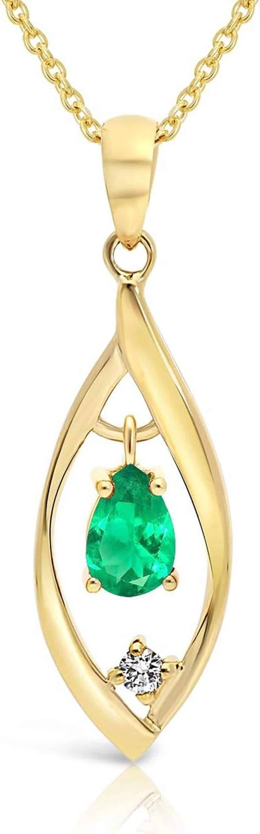 Avis Sur Le Collier Planetys En Or 9 Carats : élégance Émeraude Et Diamant